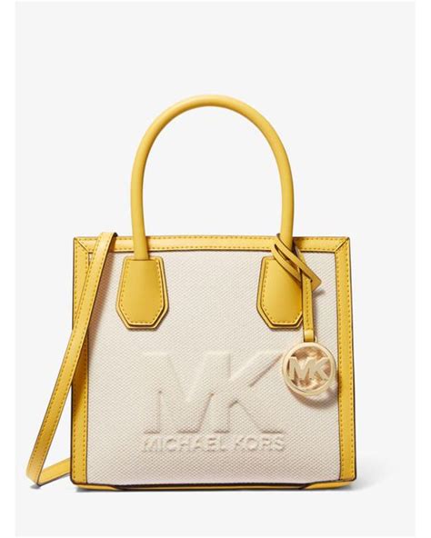 michael kors mercer medium logo embossed cotton canvas crossbody bag|Michael Kors.